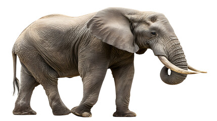 Obraz premium Majestic African elephant stands powerfully showcasing its textured skin and impressive tusks