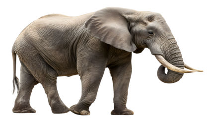 Majestic African elephant stands powerfully showcasing its textured skin and impressive tusks