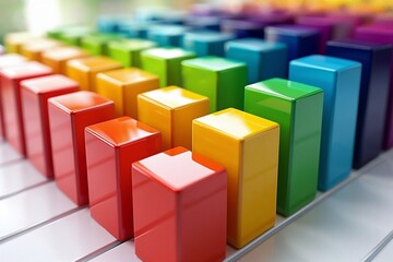 Colorful financial bar graph and 3d chart illustration, a symbol of business data growth and market success