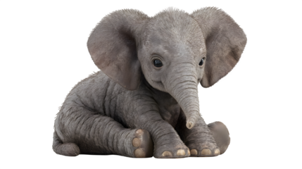 Adorable baby elephant sitting patiently, capturing innocence and gentle charm for your projects.
