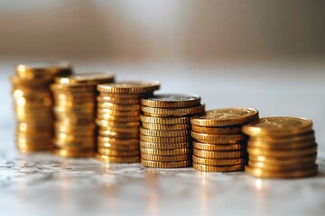 Stacked gold coins represent wealth, investment, and financial growth