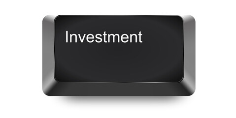 Investment key from a computer keyboard vector. Ideal for illustrating digital finance, online trading, stock market concepts, financial technology, and making money online with modern design.