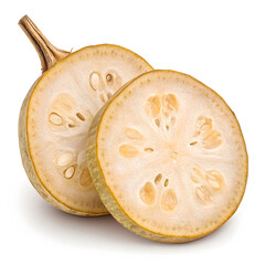 Whole dried bottle gourd slice isolated on a plain background, showcasing texture and shape for culinary