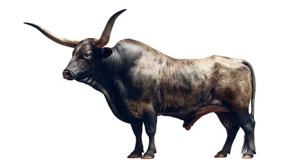 Majestic Ankole-Watusi bull with impressive curved horns stands powerfully