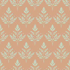 Seamless floral ornament pattern with leaf and petal shapes in bold contrasting colors
