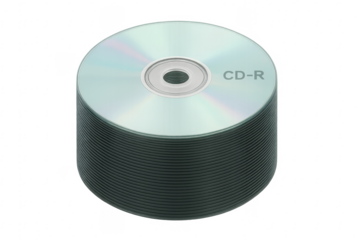 Stack of cd-r discs forming a cylinder on transparent background