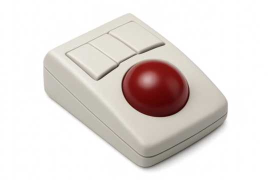 Retro trackball mouse with three buttons on transparent background - Powered by Adobe