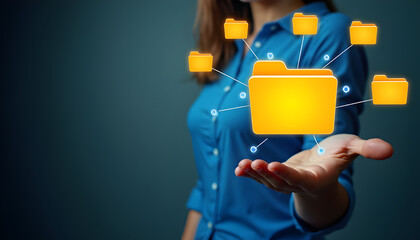 Woman businessman hand holding digital gift box on smartphone screen with an online connection concept