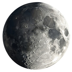Detailed Lunar Surface 3D Rendered Moon Isolated on Transparent Background, space, astronomy, moon, celestial, satellite