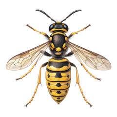 Digital Painting of Wasp, Isolated on Transparent Background, Insect Illustration, Entomology, Wasp, Insect, Art