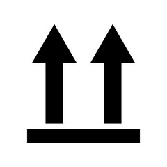 This Side Up. Icon with two vertical arrows pointing up. Information sign on the package indicating the position in which the cargo should be during transportation and storage. Marking on the package.