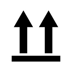 This Side Up. Icon with two vertical arrows pointing up. Information sign on the package indicating the position in which the cargo should be during transportation and storage. Marking on the package.