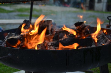 Campfire Flames and Glowing Embers