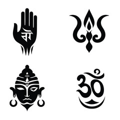 Fototapeta premium Indian cultural symbols shiva trident