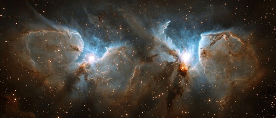 Birth of a new star in a stellar nursery with gas clouds collapsing and igniting in a burst of light surrounded by swirling cosmic dust and gas