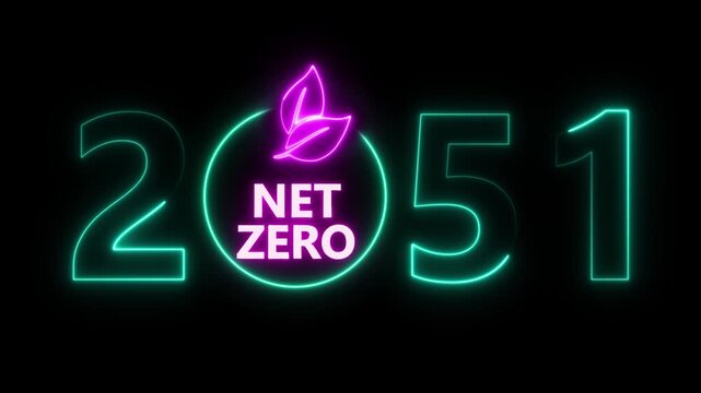 Net zero and eco friendly symbol stamp and stamping impact isolated animation. Co2 neutral, ecology, environment, carbon emissions reduction by 2051 year change and green energy 3D rendered concept.