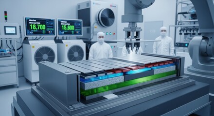 Crosssectional view of a lithiumion battery cell under assembly in a dryroom environment emphasizing moisture control technology.