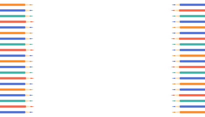 Colored pencils horizontally aligned on both sides with white central copy space, flat graphic style.