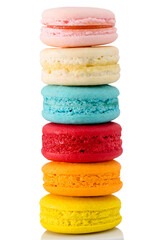 Colorful macaroons isolated on white background