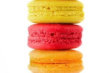 Colorful macaroons isolated on white background