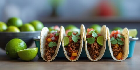 Delicious taco feast preparation at home food photography vibrant kitchen environment close-up view