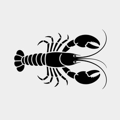 Lobster Silhouette Illustration on White Background