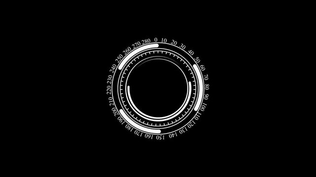 Futuristic round target animation for video overlay. display monitor for modern video effects and high technology,on a black background 4k video animation .