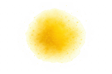 Bright yellow watercolor stain creating a vibrant and textured artistic effect on transparent background