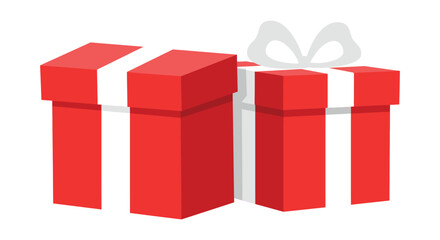 Two Red Gift Boxes with White Ribbons Presenting Celebratory Occasions and Festive Cheer