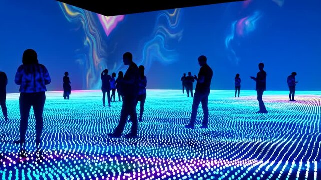 Digital Interactive Art Exhibition with Silhouetted People