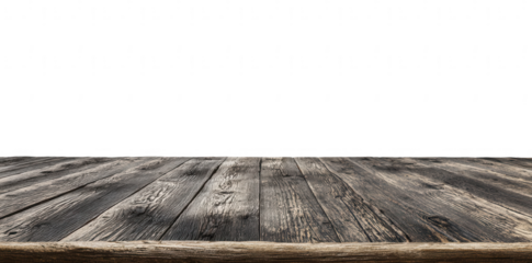 Old wooden tabletop with a white background, png, transparent