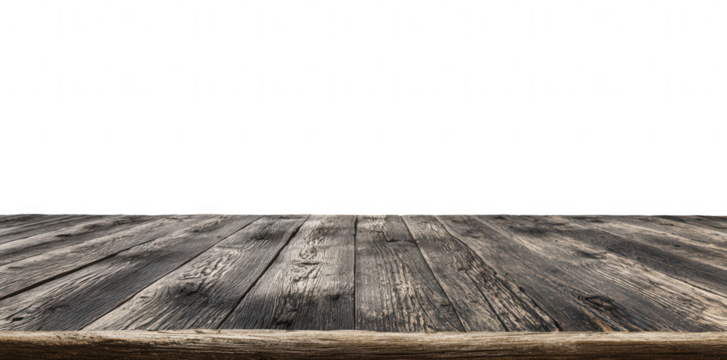 Old wooden tabletop with a white background, png, transparent