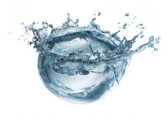 Water splash in the shape of a sphere, png, transparent