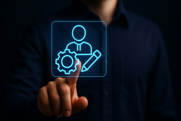 High quality user profile icon with pencil edit and gear setting symbol for professional web, app, and interface design