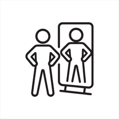 Person meditating with thoughts and reflection icon