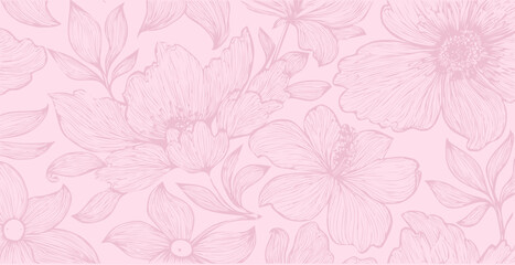 Floral print pattern background in provance style, floral background. Pastel tones vintage style wallpaper in vector.