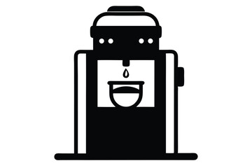 Fototapeta premium Black and White Coffee Maker Dispensing Brew into a Mug Illustration