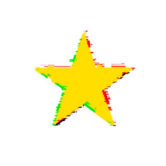 glitch effect golden star on transparent background