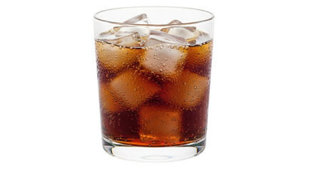 Isolated Glass of Cola with Ice Cubes
