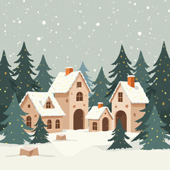 winter landscape with house