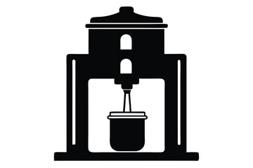 Black Silhouette of a Yerba Mate Brewing Machine with a Gourd Cup