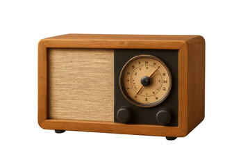 Vintage wooden radio with transparent background broadcasting nostalgia