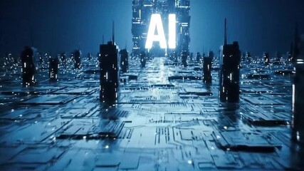 Artificial Intelligence Cityscape: The Future of Technology and Innovation - Powered by Adobe