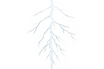 Realistic lightning strike effect glowing on transparent background