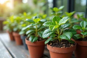 Obraz premium Title: The Art of Indoor Gardening with Potted Plants