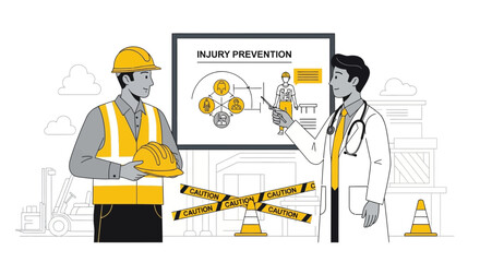Safety training session for construction workers emphasizing injury prevention