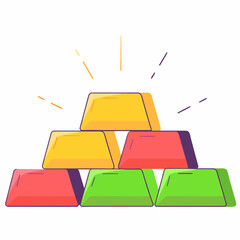 Gold bars stacked high, symbolizing wealth and prosperity.
