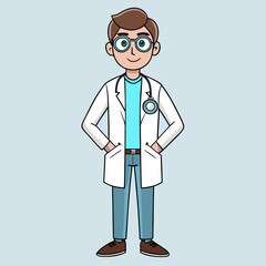 Confident doctor in white coat, ready to help.

