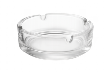 Empty round glass ashtray on transparent background