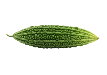 Bitter melon isolated on transparent background showing texture and details